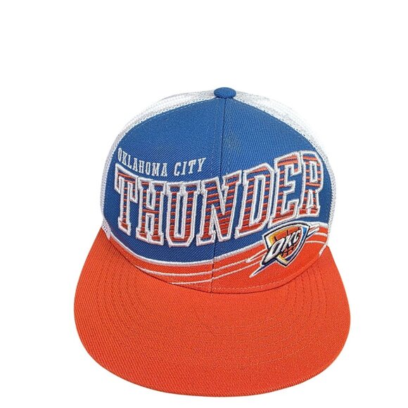 Oklahoma City Thunder Mesh Trucker Hat Snapback Cap Blue Orange Top Of The World - Picture 1 of 7